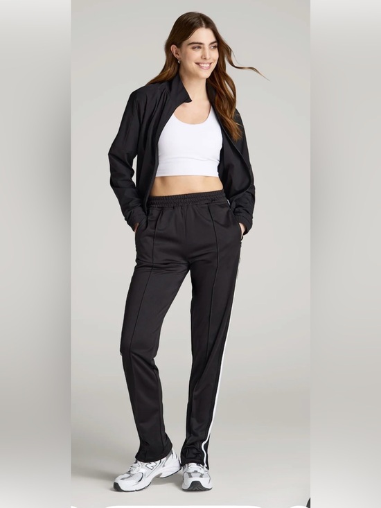 American Tall Pants - NWT American Tall Black Track Pants with Pink Side Stripes